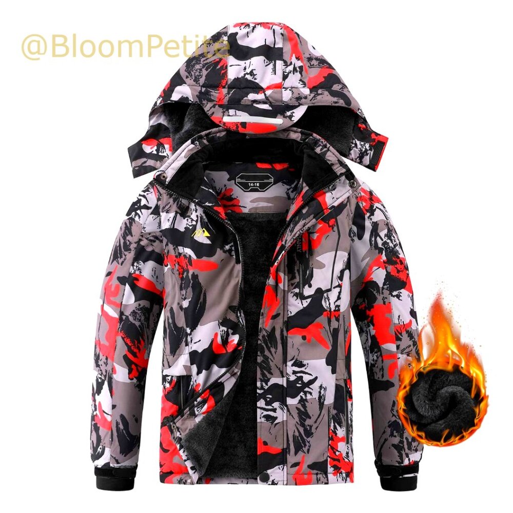 Waterproof Breathable Fleece Lined Windproof Hooded Ski Jacket
